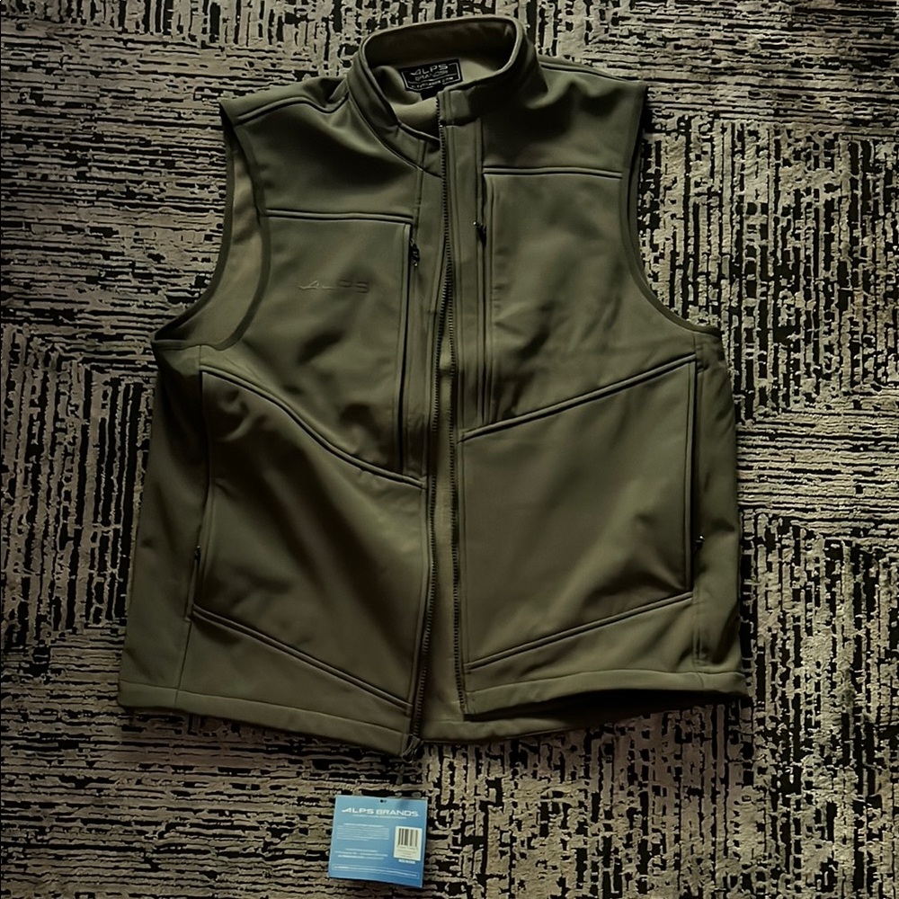 Mens Green Tactical Utility Vest with High Collar